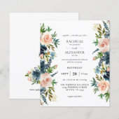 Budget Navy, Dusty Blue & Pink Floral 1 Wedding (Voorkant / Achterkant)