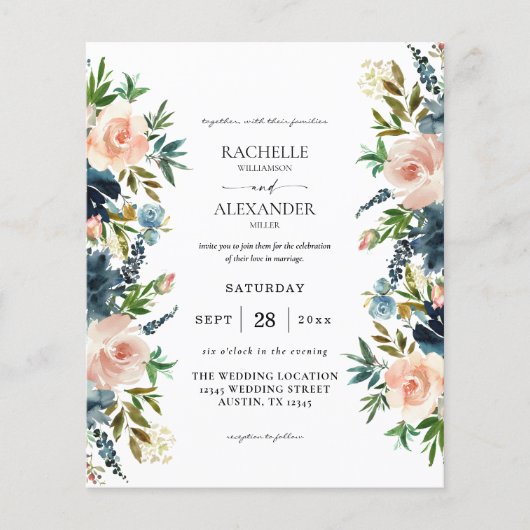 Budget Navy, Dusty Blue & Pink Floral 1 Wedding (Voorkant)