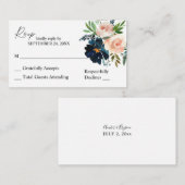 Budget Navy, Dusty Blue, Roze 2SM No Meal RSVP Informatiekaartje (Voorkant / Achterkant)