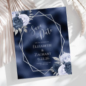 Budget Navy Dusty Blue Silver Floral Save the Date