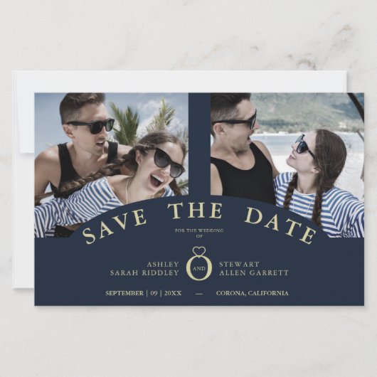 Budget Navy Elegant Pink 2 Foto's Chic Wedding (Voorkant)