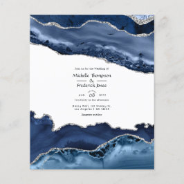 Budget Navy en Silver Agate Trouw Uitnodiging Flyer