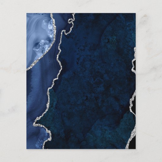 Budget Navy en Silver Agate Wedding Uitnodiging Flyer (Achterkant)