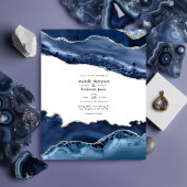 Budget Navy en Silver Agate Wedding Uitnodiging Flyer