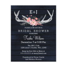 Budget Navy Floral Antler Bridal Shower