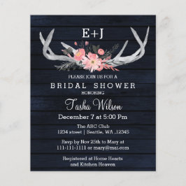 Budget Navy Floral Antler Bridal Shower