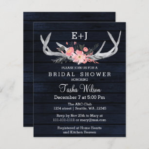 Budget Navy Floral Antler Bridal Shower