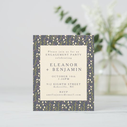 Budget Navy Garden Floral Engagement Party (Staand voorkant)