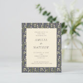 Budget Navy Garden Floral Rustic Wedding Invite (Staand voorkant)
