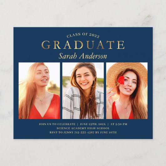 Budget Navy Gold 3 Foto Afstuderen Celebration (Voorkant)