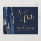 Budget Navy Gold Agaat Wedding Save the Date (Voorkant)