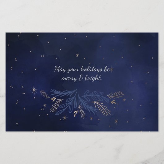 Budget Navy Gold Botanical Photo Holiday Card (Achterkant)