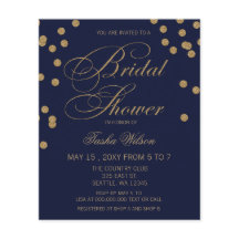 Budget Navy Gold Confetti Bridal Shower
