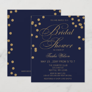 Budget Navy Gold Confetti Bridal Shower