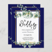 BUDGET NAVY GOLD Eucalyptus Weddenschap nodigt QR (Voorkant / Achterkant)