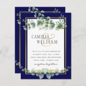 BUDGET NAVY GOLD Eucalyptus Weddenschap nodigt QR  Briefkaart (Voorkant / Achterkant)
