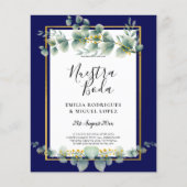 BUDGET NAVY GOLD Eucalyptus Weddenschap nodigt QR Flyer (Voorkant)