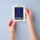 BUDGET NAVY GOLD Eucalyptus Weddenschap nodigt QR  Flyer (Hand)