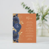 Budget Navy Gold Floral Verbrand Sinaasappel Trouw (Staand voorkant)