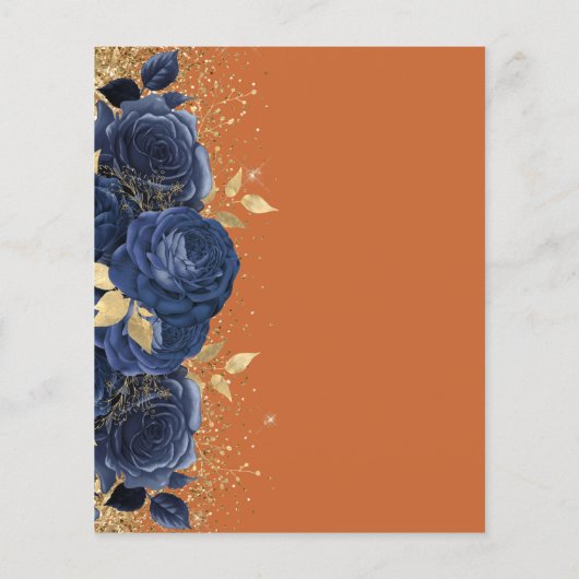 Budget Navy Gold Floral Verbrand Sinaasappel Trouw (Achterkant)