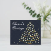 Budget Navy Gold-kerstboomfeestkaart (Staand voorkant)
