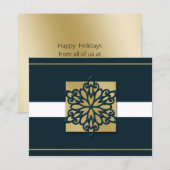 Budget Navy Gold Snowflake Business Holiday Card (Voorkant / Achterkant)
