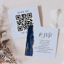 Budget Navy Goud Lichtblauwe Agaat QR Code RSVP