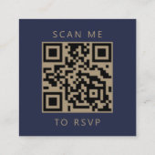 Budget Navy Goud Schrift Huwelijk QR Code RSVP Informatiekaartje (Achterkant)