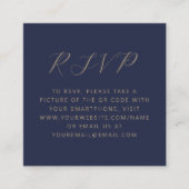 Budget Navy Goud Schrift Huwelijk QR Code RSVP Informatiekaartje (Voorkant)