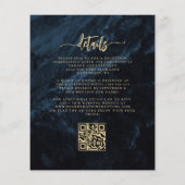 Budget Navy Gouden Bloemencode QR Trouwuitnodiging (Achterkant)