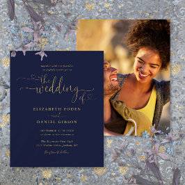 Budget Navy Gouden Hart Script Foto Huwelijksuitno