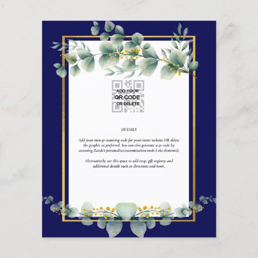 BUDGET NAVY GROEN Eucalyptus BABY SHOWER Flyer (Achterkant)