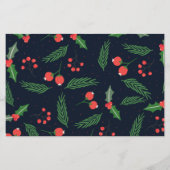 Budget Navy Holly Berry Peace Photo Holiday Card (Achterkant)