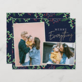 Budget Navy Merry All Photo Holiday Card (Voorkant / Achterkant)