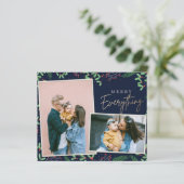 Budget Navy Merry All Photo Holiday Card (Staand voorkant)