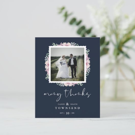 Budget Navy Modern Typography Pink Shades Flowers (Staand voorkant)