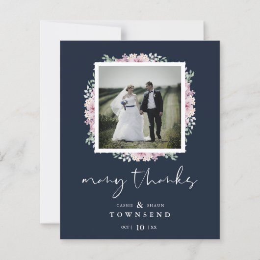 Budget Navy Modern Typography Pink Shades Flowers (Voorkant)