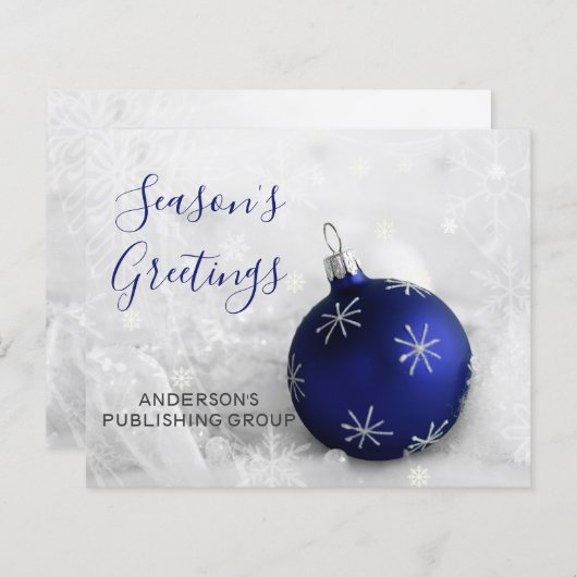 Budget Navy Ornament Company Holiday Card (Voorkant / Achterkant)
