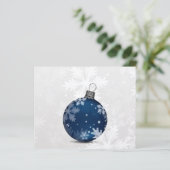 Budget Navy Ornament Snow Scene Holiday Card (Staand voorkant)