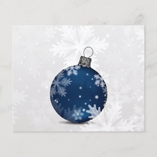 Budget Navy Ornament Snow Scene Holiday Card (Voorkant)