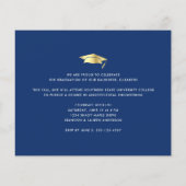 Budget Navy Photo Afstuderen Gold Pet Invitation (Achterkant)