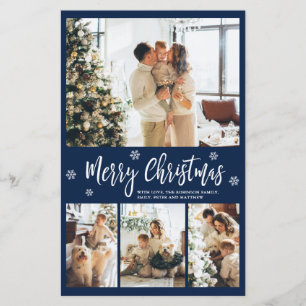 Budget Navy Photo Collage Kerstmis Thin Kaart