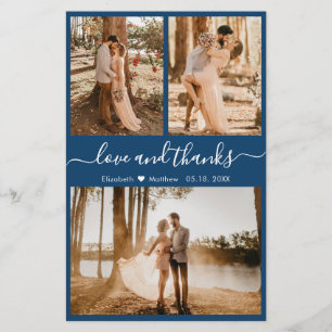 Budget Navy Photo Collage Wedding Bedankt Flyer