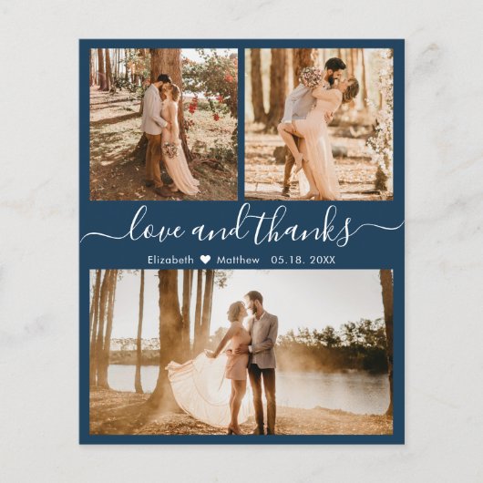 Budget Navy Photo Collage Wedding Hartelijk dank (Voorkant)