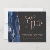 Budget Navy Roos Gold Agaat Dark Save the Date (Voorkant)