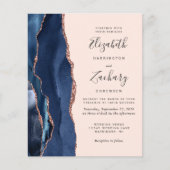 Budget Navy Roos Gold Agate Blush QR Code Wedding (Voorkant)