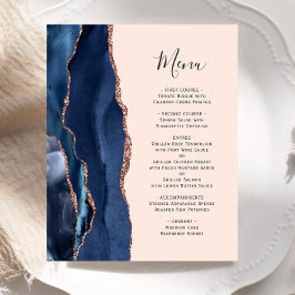 Budget Navy Roos Gold Agate Blush Wedding Menu