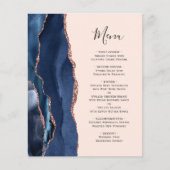 Budget Navy Roos Gold Agate Blush Wedding Menu (Voorkant)
