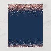 Budget Navy Roos Gold Glitter Verjaardagsuitnodigi (Achterkant)