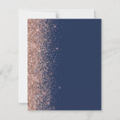 Budget Navy Roos Gold Glitter Wedding Invitation (Achterkant)